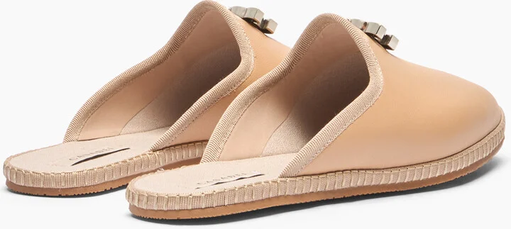 Casadei Capalbio Leather Slippers - Woman Flats And Loafers Natur 37 - Image 4