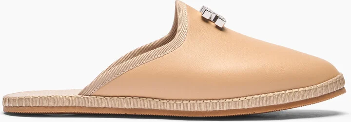 Casadei Capalbio Leather Slippers - Woman Flats And Loafers Natur 37
