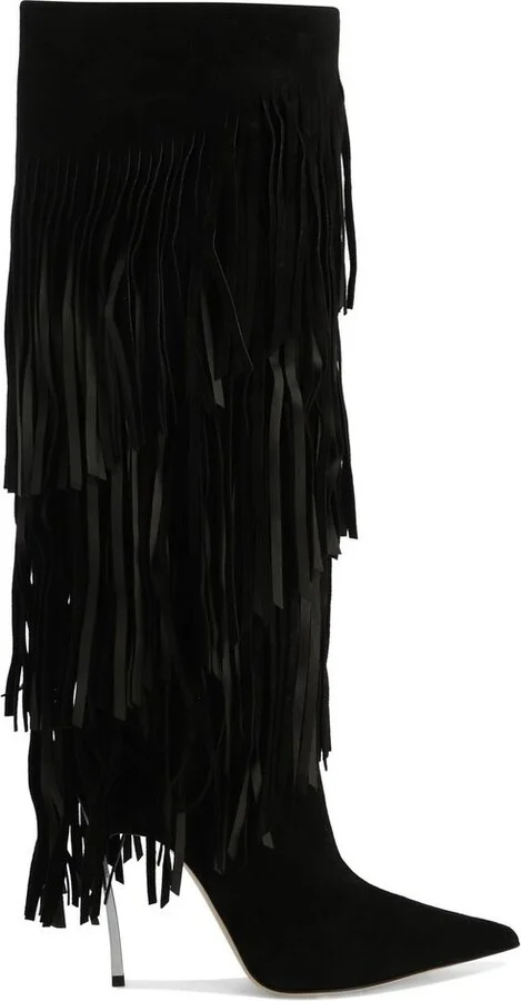 Casadei Cassidy Fringed Pointed Toe Boots