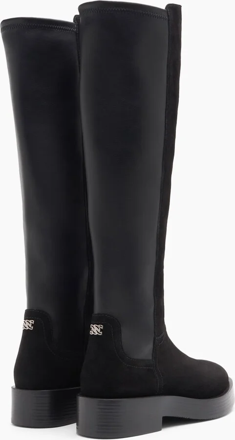 Casadei Charlie Stretch Suede Boots - Woman High Boots Black 37.5 - Image 4