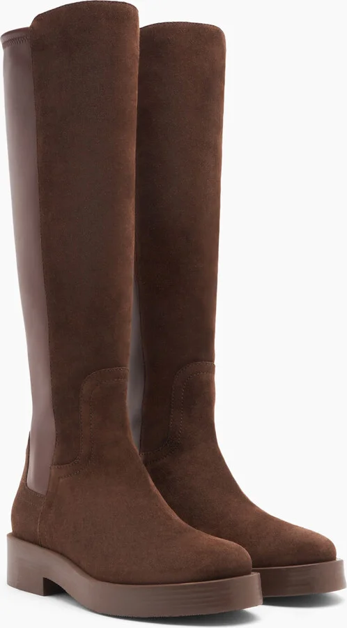 Casadei Charlie Stretch Suede Boots - Woman High Boots Cocoa 39 - Image 2