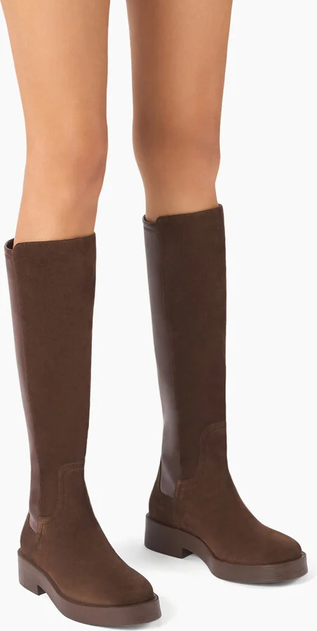 Casadei Charlie Stretch Suede Boots - Woman High Boots Cocoa 39 - Image 6