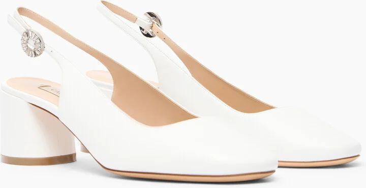 Casadei Cleo Leather Slingbacks - Woman Pumps And Slingback White 37.5 - Image 2