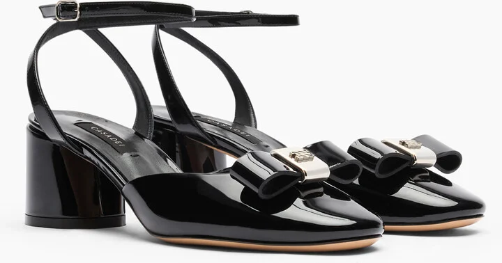 Casadei Cleo Patent Leather Open Pumps - Woman Pumps And Slingback Black 41 - Image 2