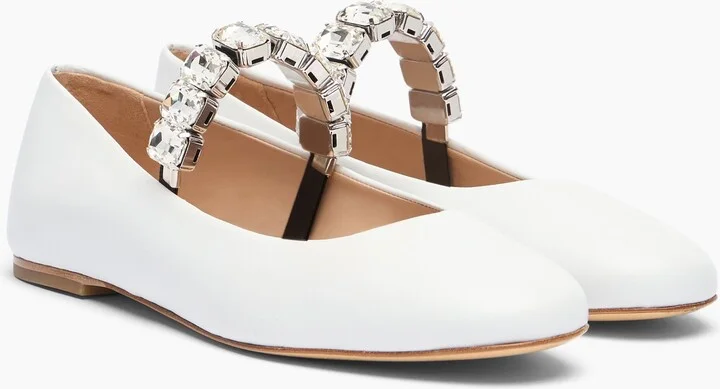 Casadei Crystal Ballet Flats - Woman Flats And Loafers White 38.5 - Image 2