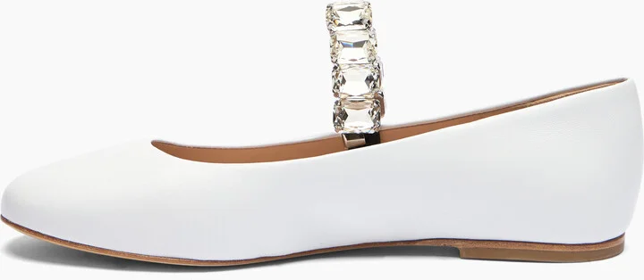 Casadei Crystal Ballet Flats - Woman Flats And Loafers White 38.5 - Image 3