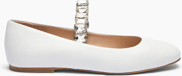 Casadei Crystal Ballet Flats - Woman Flats And Loafers White 38.5