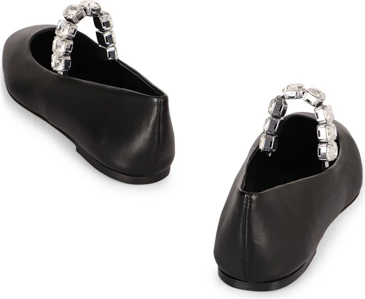 Casadei Crystal Leather Ballet Flats - Image 4