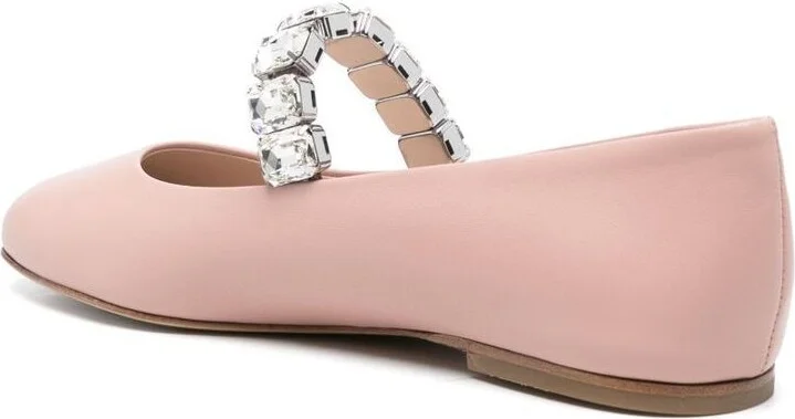 Casadei Crystal Leather Ballet Flats - Image 6
