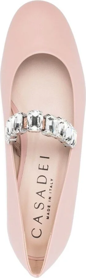 Casadei Crystal Leather Ballet Flats - Image 2