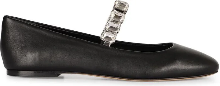 Casadei Crystal Leather Ballet Flats