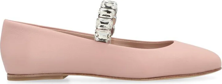 Casadei Crystal Leather Ballet Flats