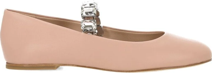 Casadei Crystal Leather Ballet Flats