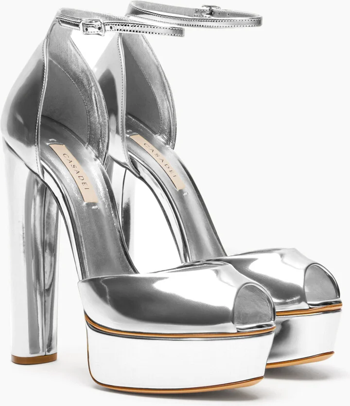Casadei Flora Intestellar Platform Sandals - Woman Platforms Silver 39 - Image 2