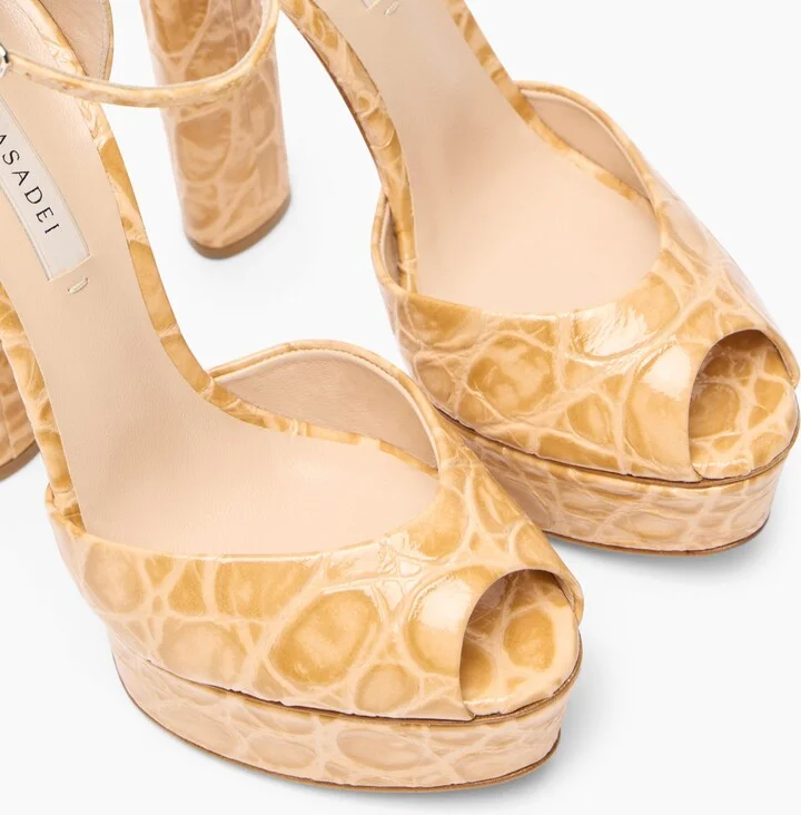 Casadei Flora Jurassic Platform Sandals - Woman Platforms Toffee 41 - Image 5