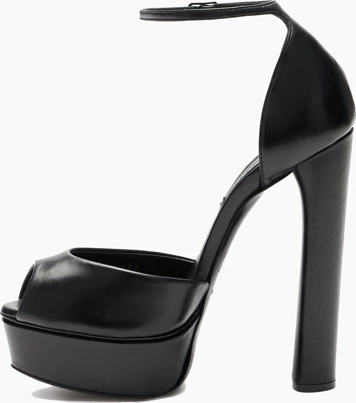 Casadei Flora Leather Platform Sandals  - Woman Platforms Black 35 - Image 3