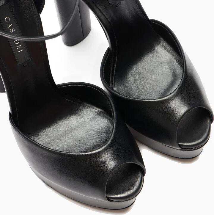 Casadei Flora Leather Platform Sandals  - Woman Platforms Black 35 - Image 5