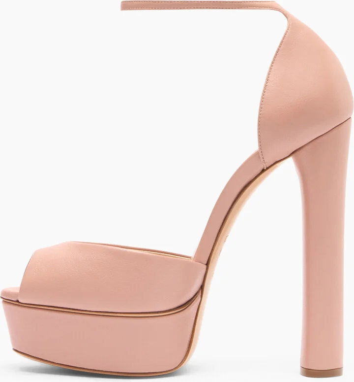 Casadei Flora Leather Platform Sandals - Woman Platforms Rosé 40 - Image 3