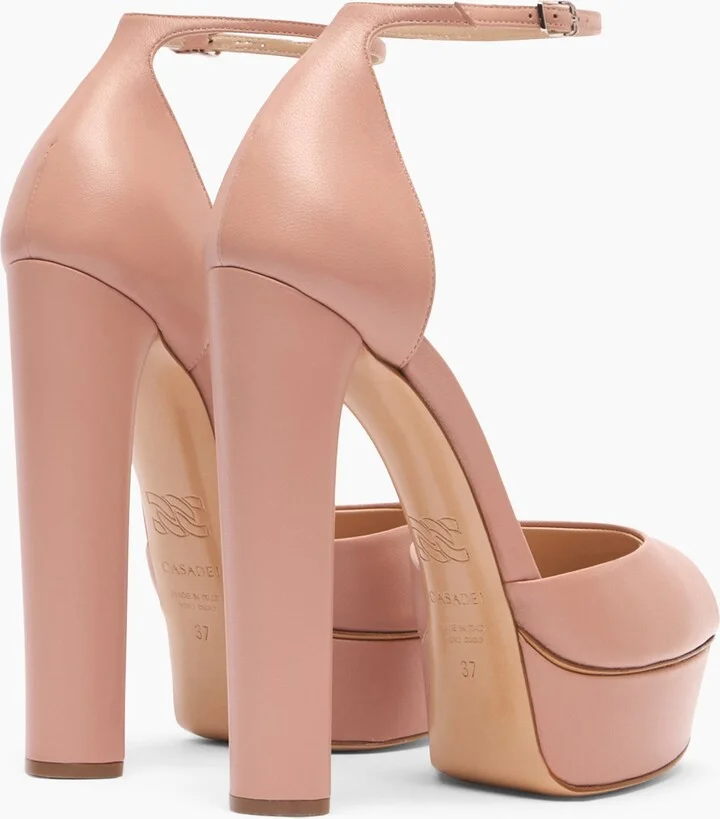 Casadei Flora Leather Platform Sandals - Woman Platforms Rosé 40 - Image 4
