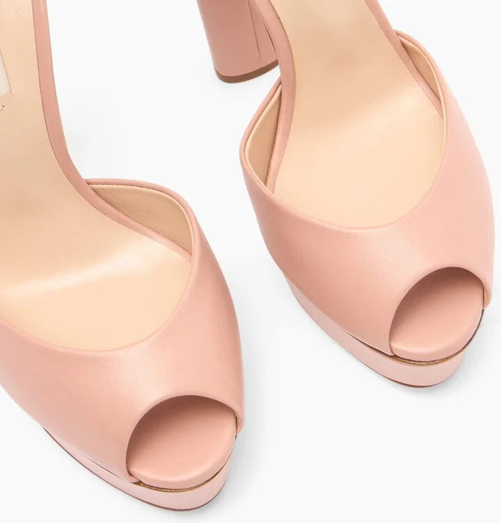 Casadei Flora Leather Platform Sandals - Woman Platforms Rosé 40 - Image 5