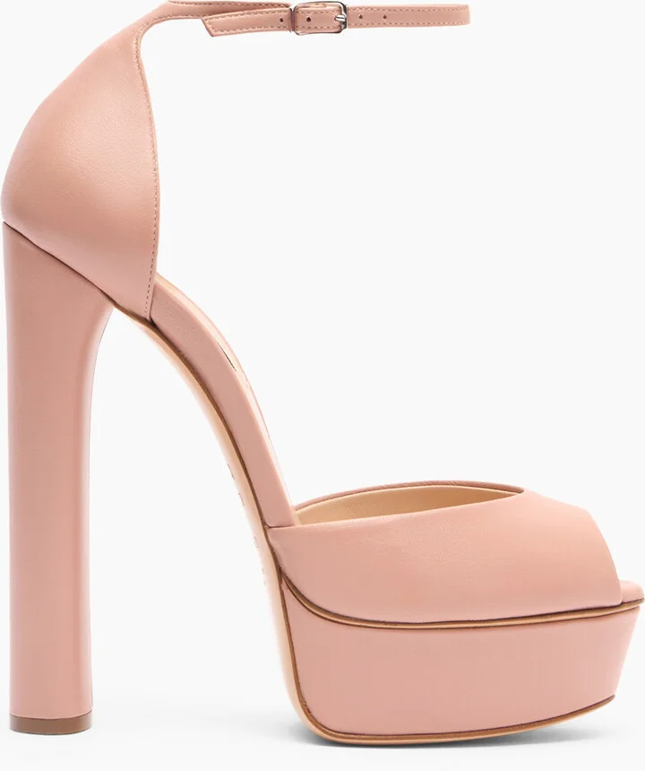 Casadei Flora Leather Platform Sandals - Woman Platforms Rosé 40