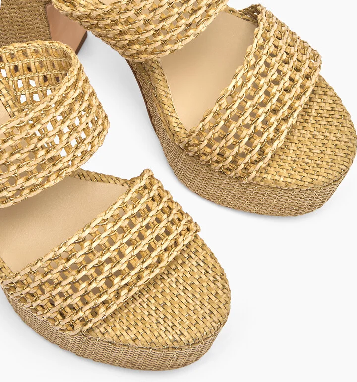 Casadei Goldeneye Isa Platform - Woman Wedges And Slides Bambu 36 - Image 5