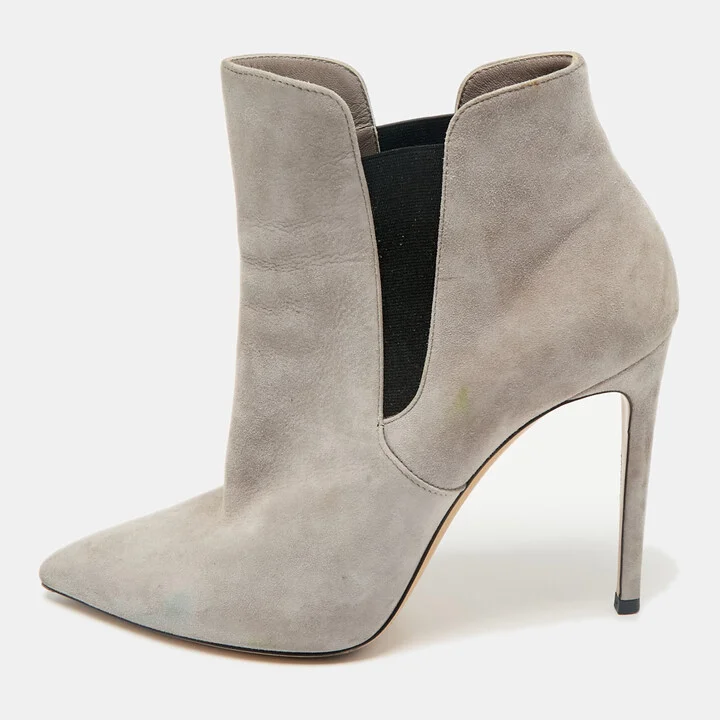 Casadei Grey Suede Pointed Toe Ankle Length Boots Size 39