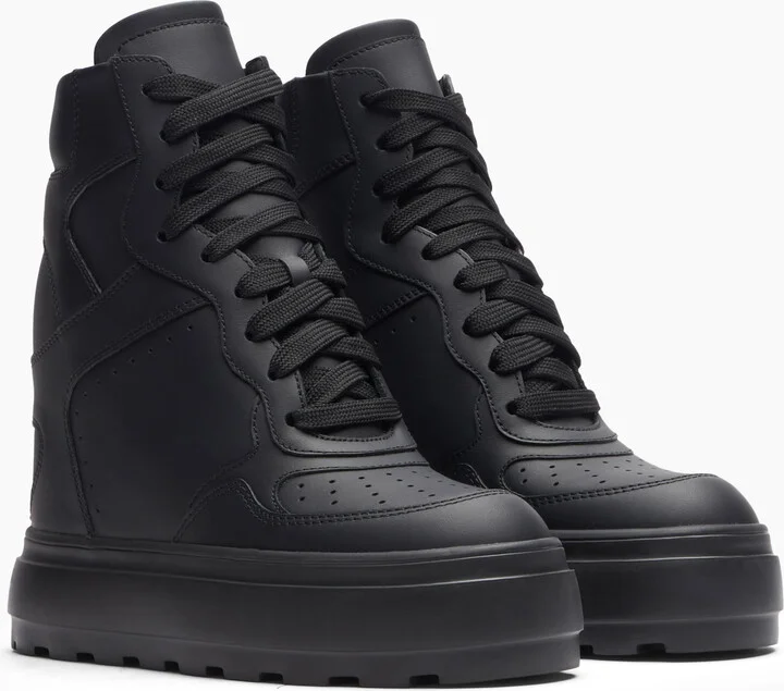 Casadei High Top Leather Sneakers  - Woman Sneakers Black 35.5 - Image 2