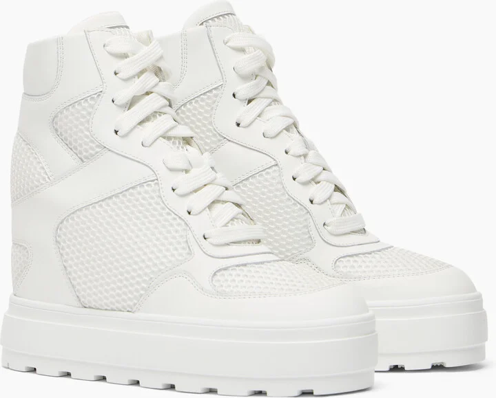 Casadei High Top Net & Leather Sneakers - Woman Sneakers White 41 - Image 2