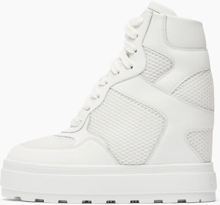 Casadei High Top Net & Leather Sneakers - Woman Sneakers White 41 - Image 3