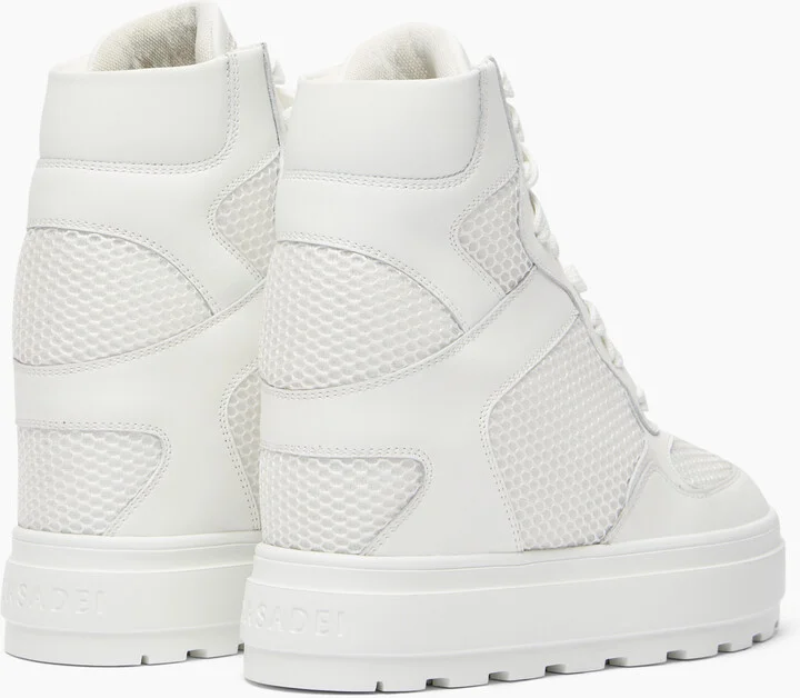 Casadei High Top Net & Leather Sneakers - Woman Sneakers White 41 - Image 4