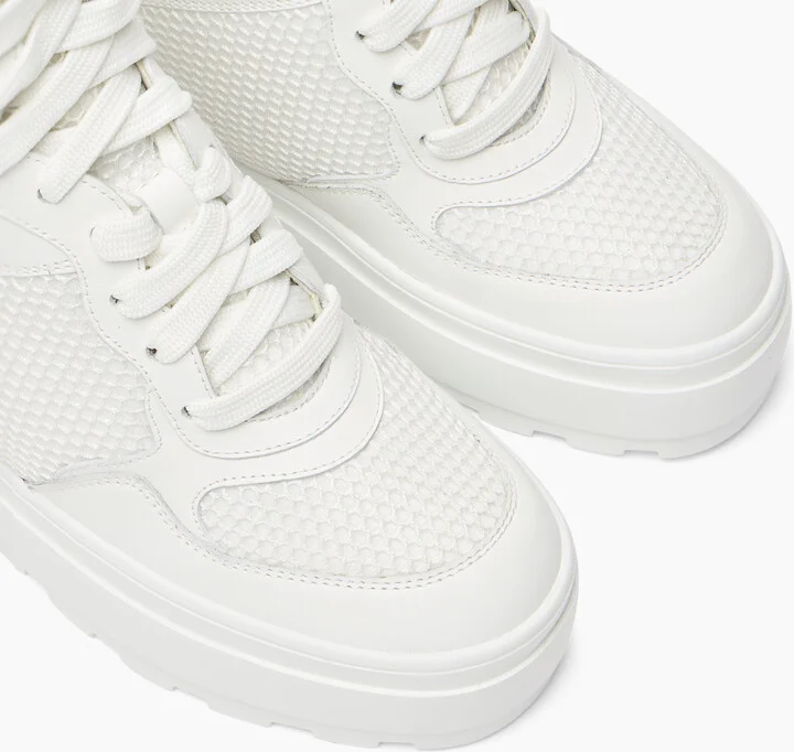 Casadei High Top Net & Leather Sneakers - Woman Sneakers White 41 - Image 5