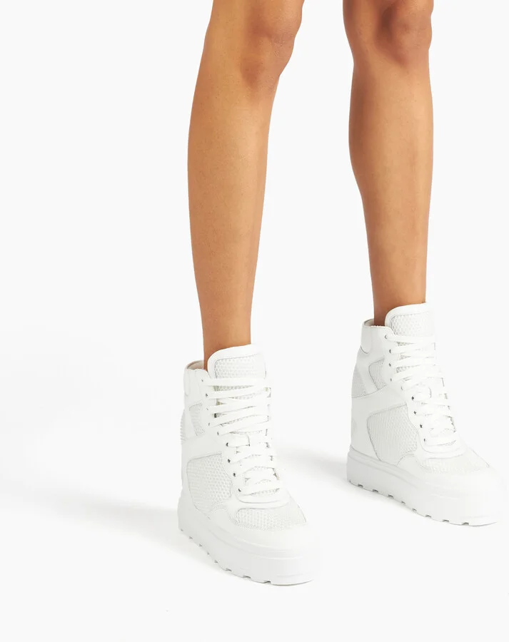 Casadei High Top Net & Leather Sneakers - Woman Sneakers White 41 - Image 6