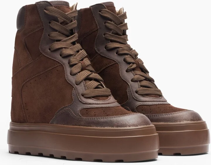Casadei High Top Suede Sneakers - Woman Sneakers Cacao 38 - Image 2
