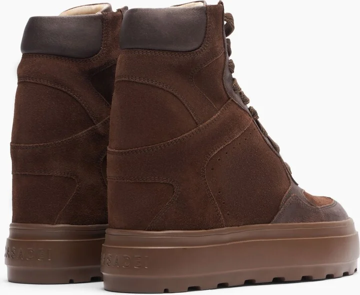 Casadei High Top Suede Sneakers - Woman Sneakers Cacao 38 - Image 4