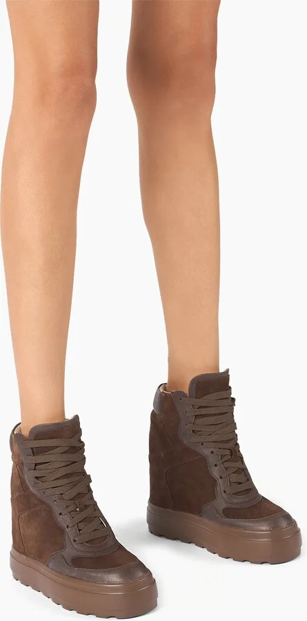 Casadei High Top Suede Sneakers - Woman Sneakers Cacao 38 - Image 6