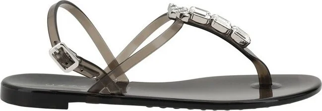 Casadei Jelly Embellished Flat Sandals