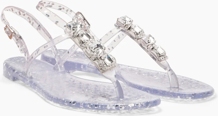 Casadei Jelly Glitter Decor Sandals - Woman Flats And Loafers Ice And Silver 39 - Image 2
