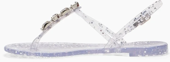 Casadei Jelly Glitter Decor Sandals - Woman Flats And Loafers Ice And Silver 39 - Image 3
