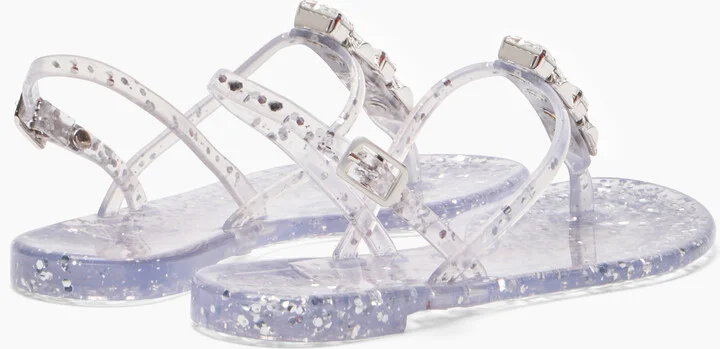 Casadei Jelly Glitter Decor Sandals - Woman Flats And Loafers Ice And Silver 39 - Image 4