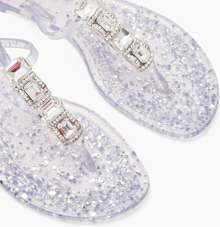 Casadei Jelly Glitter Decor Sandals - Woman Flats And Loafers Ice And Silver 39 - Image 5