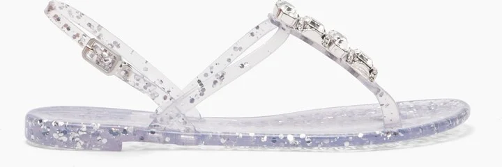 Casadei Jelly Glitter Decor Sandals - Woman Flats And Loafers Ice And Silver 39