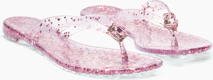 Casadei Jelly Glitter Flip Flops - Woman Flats And Loafers Ice And Baby 41 - Image 2