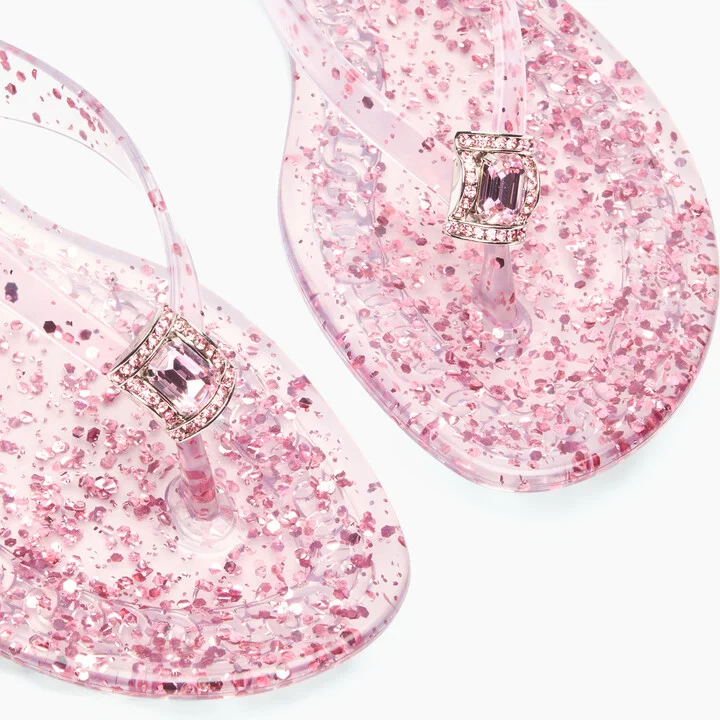 Casadei Jelly Glitter Flip Flops - Woman Flats And Loafers Ice And Baby 41 - Image 5