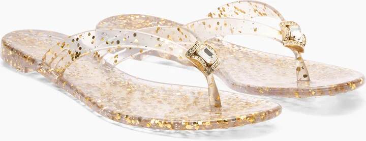 Casadei Jelly Glitter Flip Flops - Woman Flats And Loafers Ice And Gold 41 - Image 2