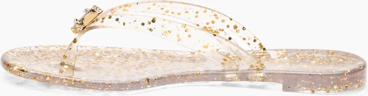 Casadei Jelly Glitter Flip Flops - Woman Flats And Loafers Ice And Gold 41 - Image 3