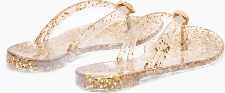 Casadei Jelly Glitter Flip Flops - Woman Flats And Loafers Ice And Gold 41 - Image 4