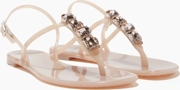 Casadei Jelly Jeweled Flat Sandals - Woman Flats And Loafers Sandstone 37 - Image 2
