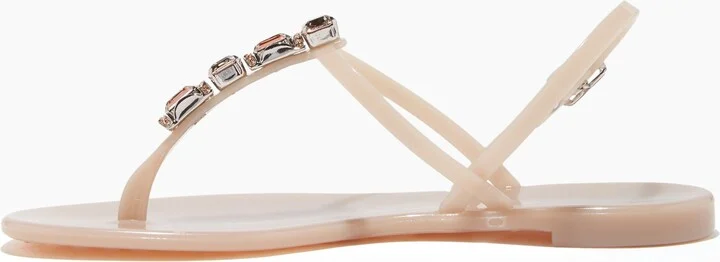Casadei Jelly Jeweled Flat Sandals - Woman Flats And Loafers Sandstone 37 - Image 3
