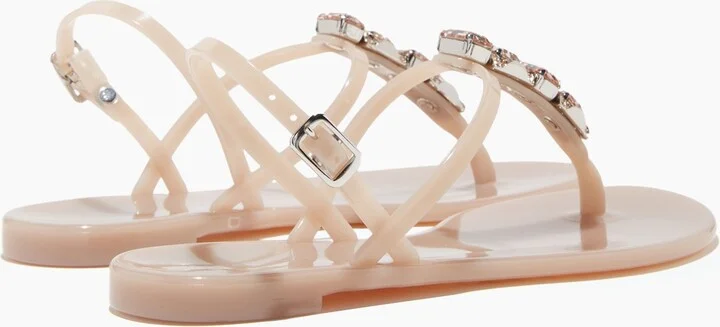 Casadei Jelly Jeweled Flat Sandals - Woman Flats And Loafers Sandstone 37 - Image 4